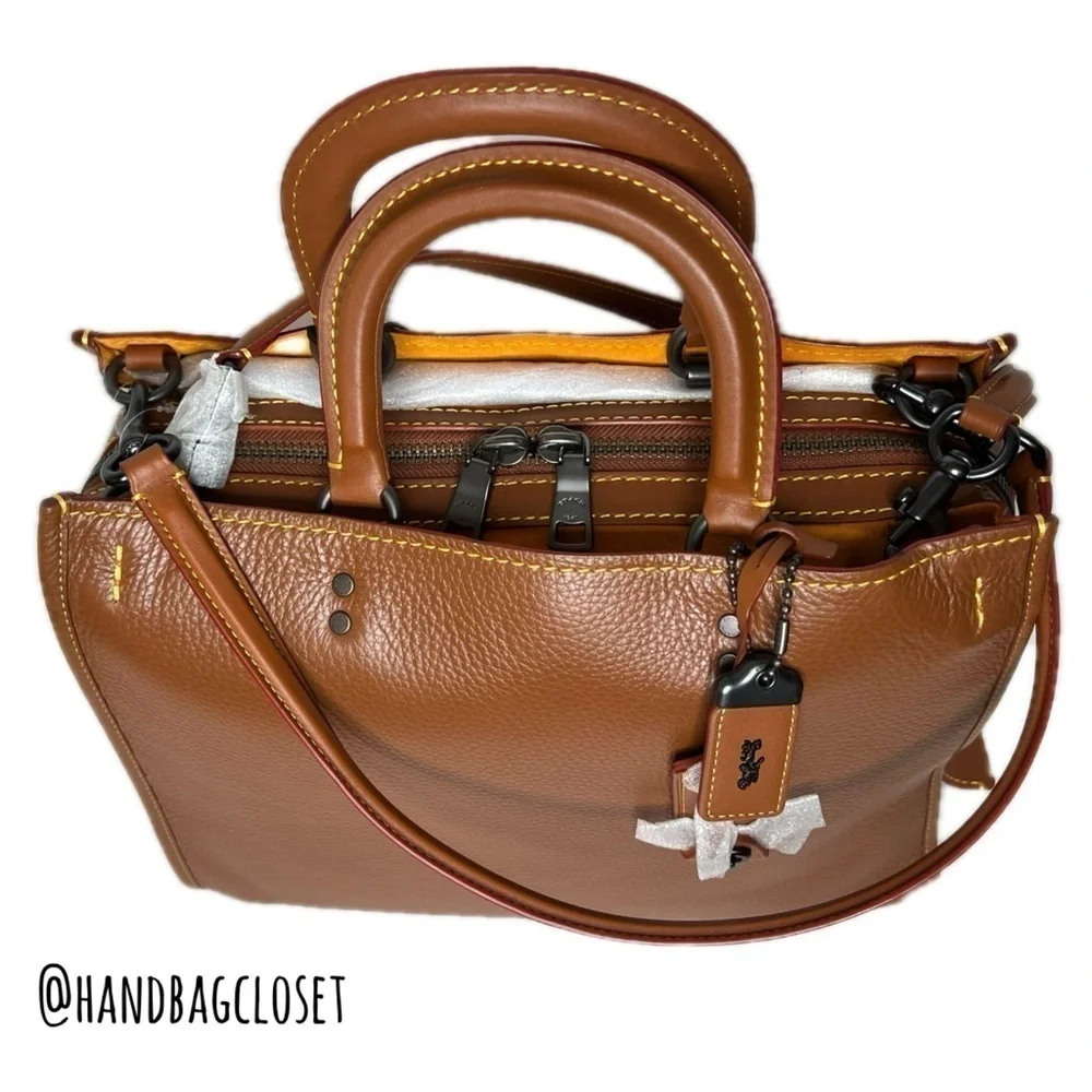 Coach LARGEST Rogue 36 Glovetanned Leather Top Handle Saddle Brown 54556 Bag